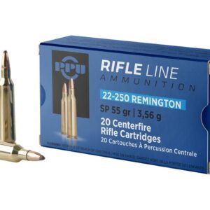 Home PPU 22-250 Remington Ammo 55 Grain Jacketed Soft Point Box of 1000