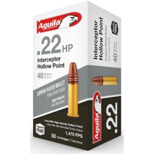 Aguila Interceptor 22LR Ammo 40 Grain Plated Hollow Point Of 5000 Rounds