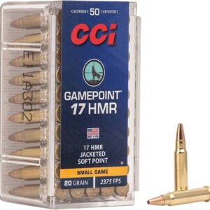 Home CCI GamePoint 17 Hornady Magnum Rimfire (HMR) Ammo 20 Grain Jacketed Soft Point of 1000