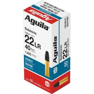 Aguila Subsonic 22LR Ammo 40 Grain Round Nose Of 5000 Rounds