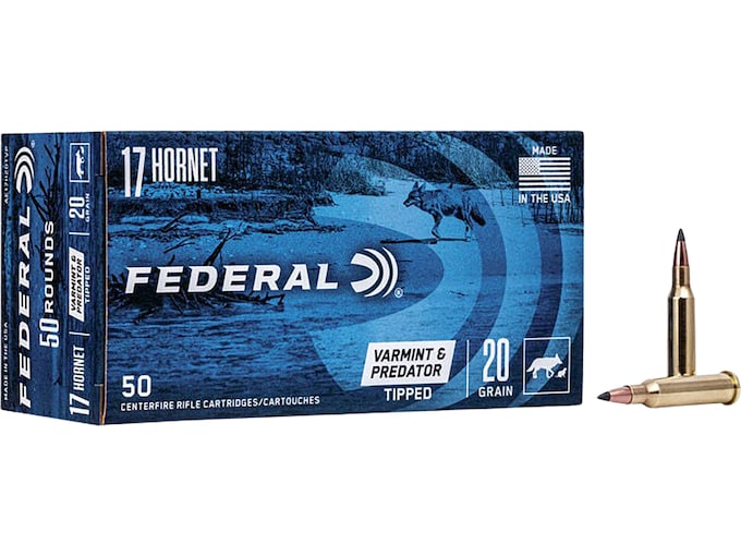 651585.jpg Federal Varmint and Predator 17 Hornet Ammo 20 Grain Polymer Tip Box of 1000