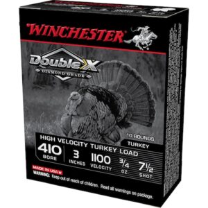 Winchester Double X Diamond Grade Turkey 410 Ammo 3″ #7-1/2 Copper Plated Lead Shot 3/4 oz Box of 100