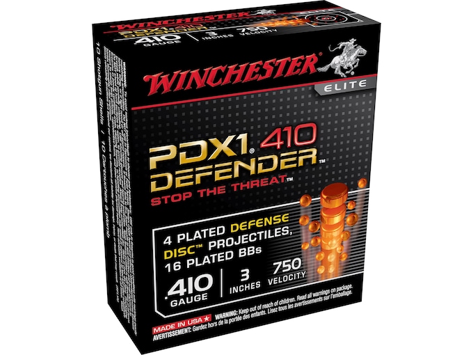 Winchester-PDX1-Defender-Ammunition-410-Bore-3-4-Disks-over-13-oz-BB-Shot.jpg Winchester PDX1 Defender Ammunition 410 Bore 3″ 4 Disks over 1/3 oz BB Shot Box of 100